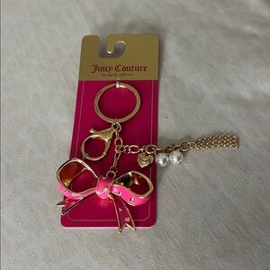 Juicy Couture Pink and Gold Bow Keychain